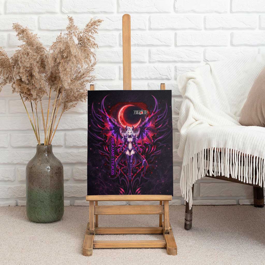 Mirajane Strauss Demon Form Fairy Tail Canvas Wall Art Crimson Moon Demon Aesthetic with Gothic Purple Tribal Design