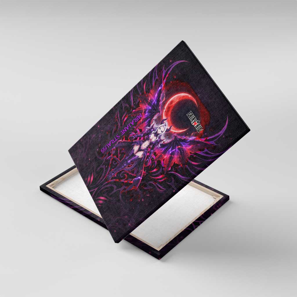 Mirajane Strauss Demon Form Fairy Tail Canvas Wall Art Crimson Moon Demon Aesthetic with Gothic Purple Tribal Design