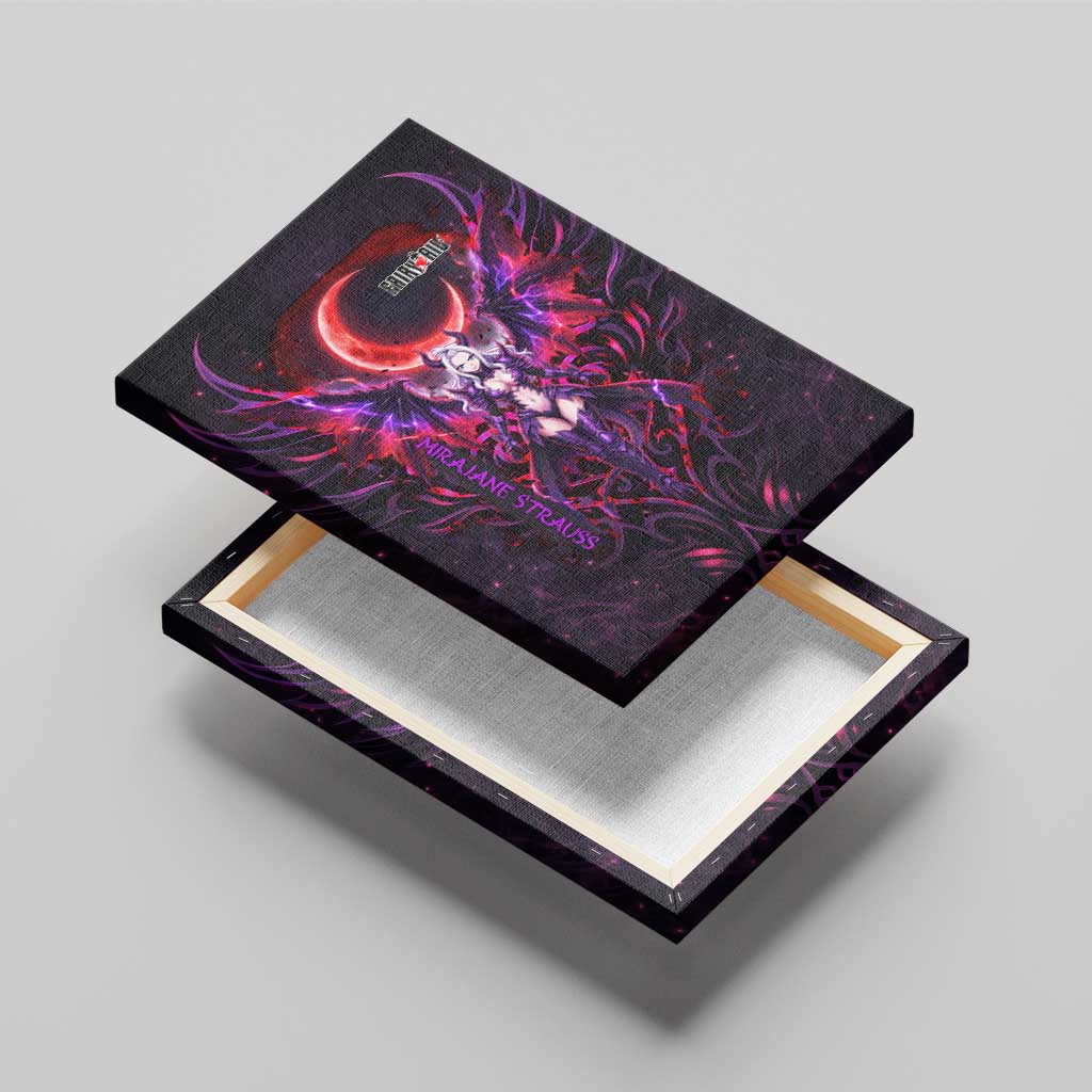 Mirajane Strauss Demon Form Fairy Tail Canvas Wall Art Crimson Moon Demon Aesthetic with Gothic Purple Tribal Design