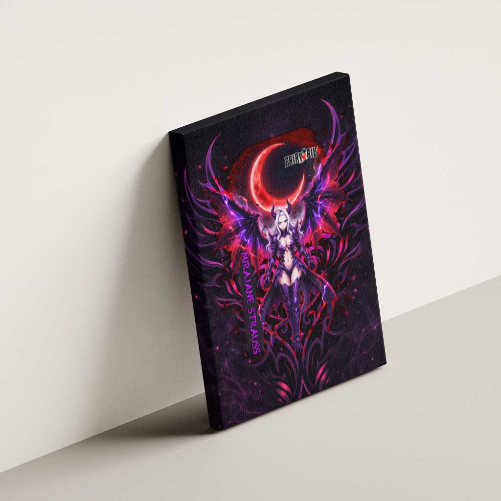 Mirajane Strauss Demon Form Fairy Tail Canvas Wall Art Crimson Moon Demon Aesthetic with Gothic Purple Tribal Design