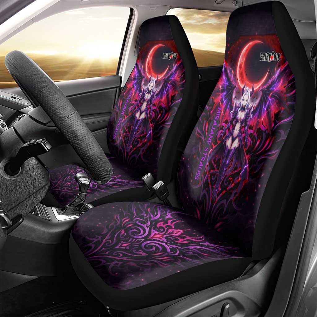 Mirajane Strauss Demon Form Fairy Tail Car Seat Cover Crimson Moon Demon Aesthetic with Gothic Purple Tribal Design