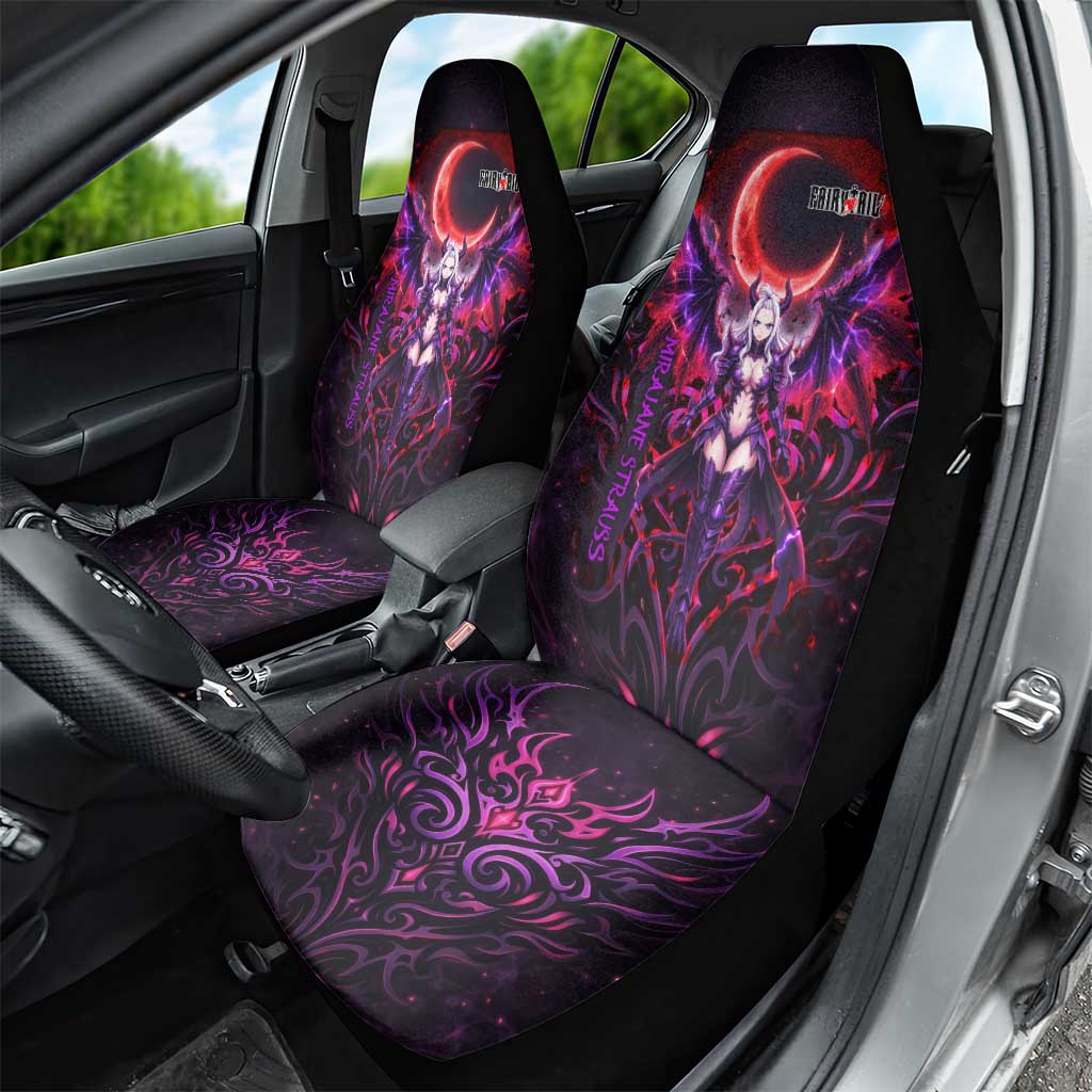 Mirajane Strauss Demon Form Fairy Tail Car Seat Cover Crimson Moon Demon Aesthetic with Gothic Purple Tribal Design