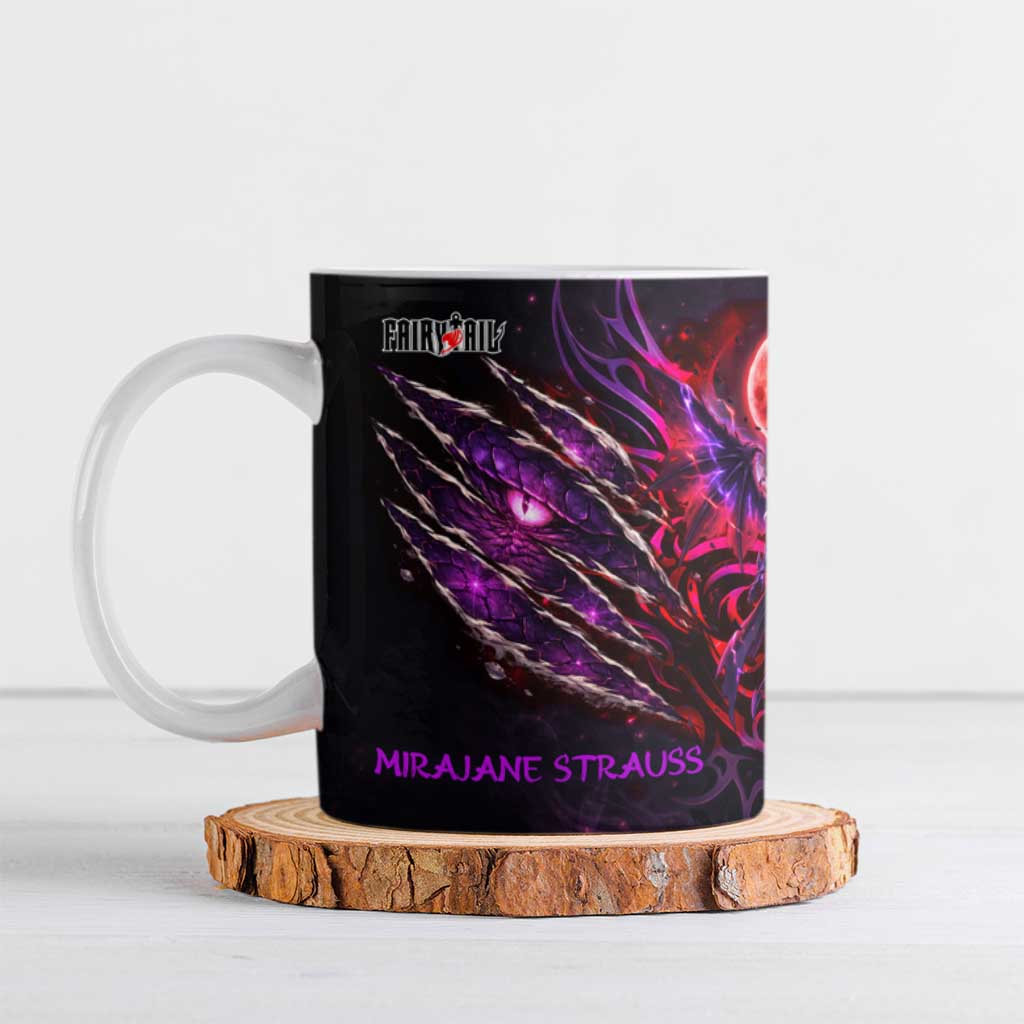 Mirajane Strauss Demon Form Fairy Tail Ceramic Mug Crimson Moon Demon Aesthetic with Gothic Purple Tribal Design