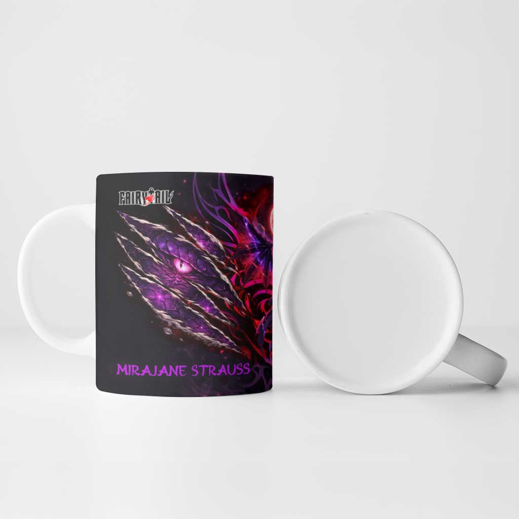 Mirajane Strauss Demon Form Fairy Tail Ceramic Mug Crimson Moon Demon Aesthetic with Gothic Purple Tribal Design