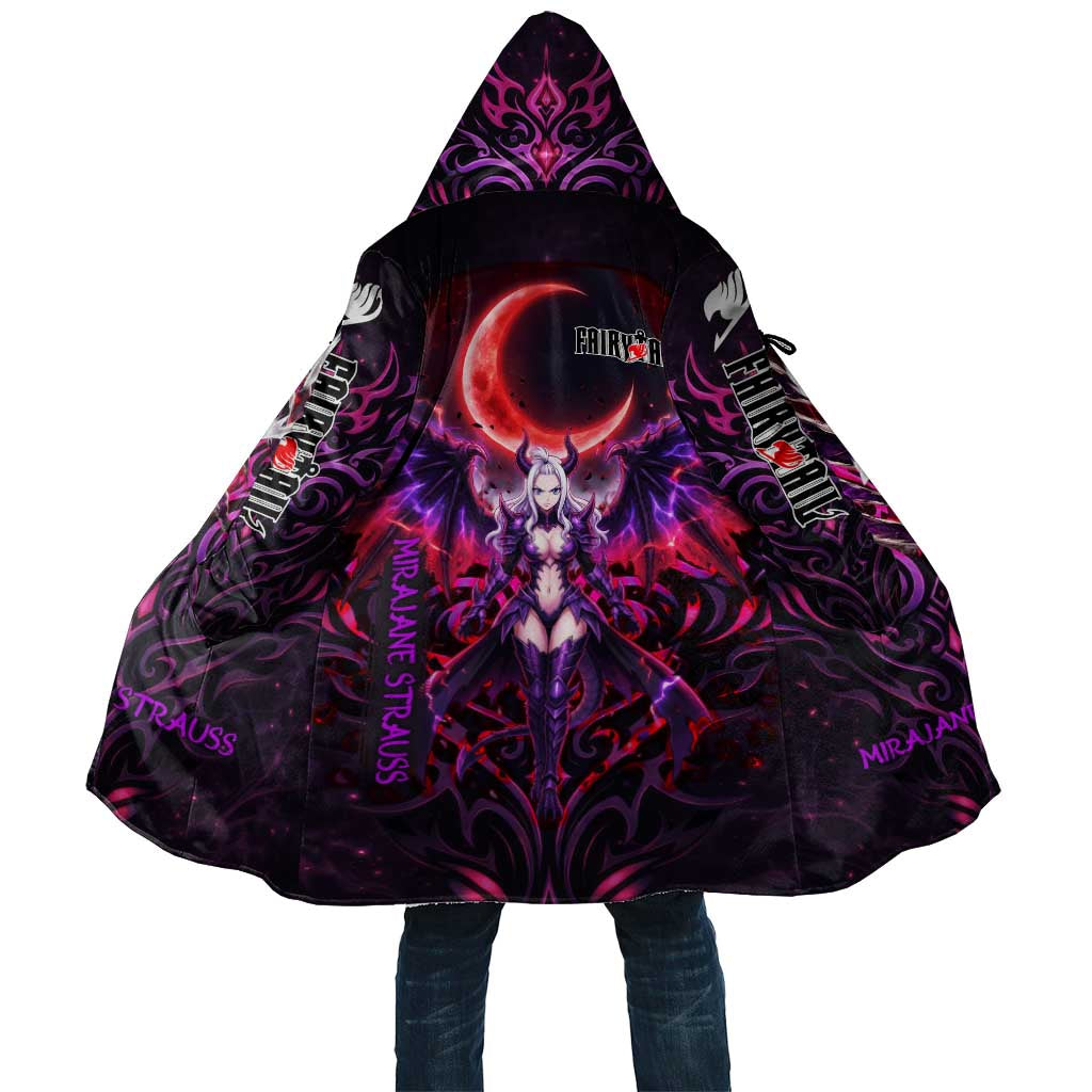 Mirajane Strauss Demon Form Fairy Tail Cloak Crimson Moon Demon Aesthetic with Gothic Purple Tribal Design
