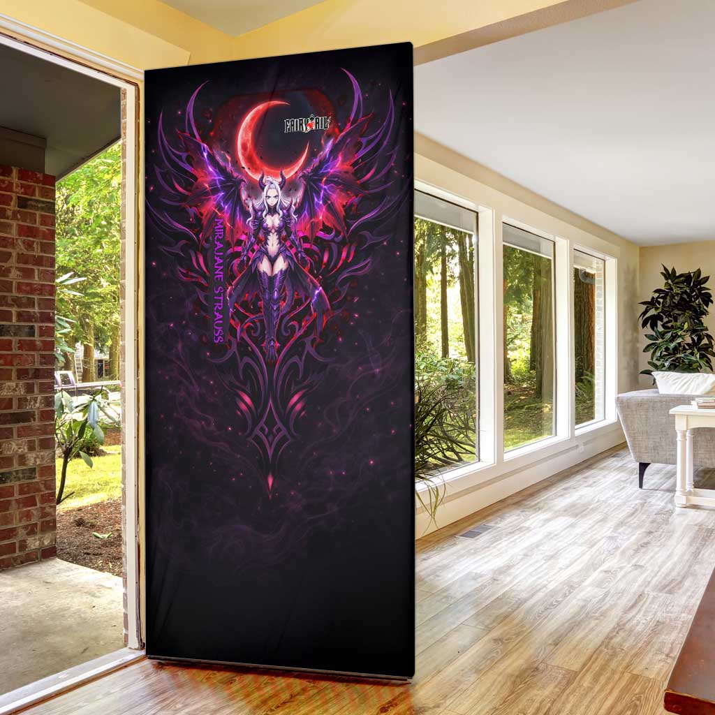 Mirajane Strauss Demon Form Fairy Tail Door Cover Crimson Moon Demon Aesthetic with Gothic Purple Tribal Design