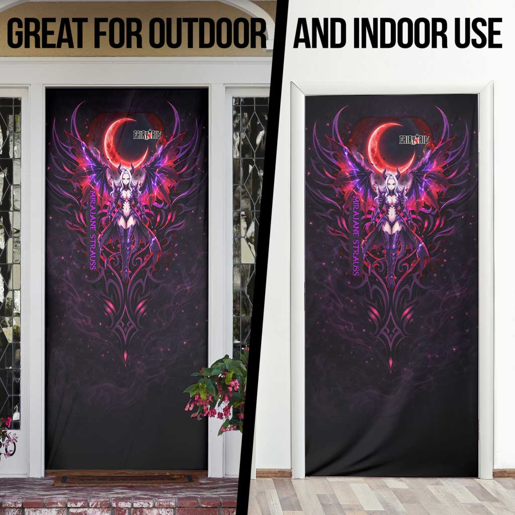 Mirajane Strauss Demon Form Fairy Tail Door Cover Crimson Moon Demon Aesthetic with Gothic Purple Tribal Design