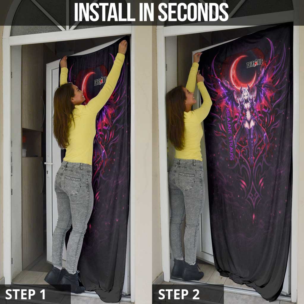 Mirajane Strauss Demon Form Fairy Tail Door Cover Crimson Moon Demon Aesthetic with Gothic Purple Tribal Design