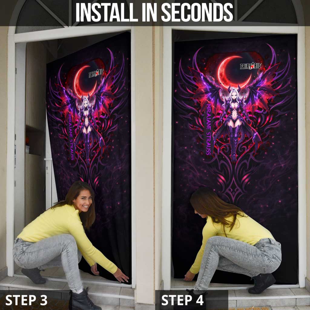 Mirajane Strauss Demon Form Fairy Tail Door Cover Crimson Moon Demon Aesthetic with Gothic Purple Tribal Design