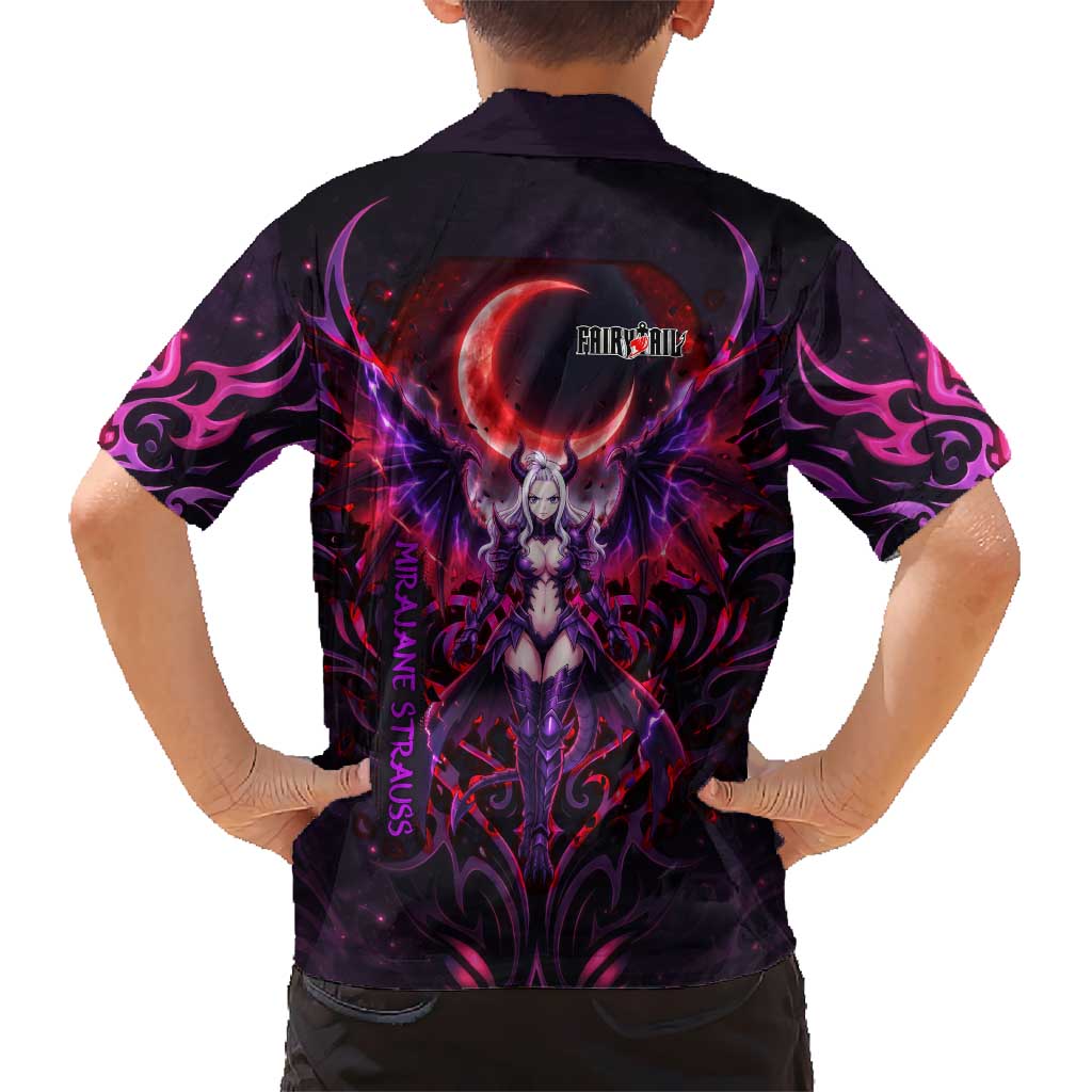 Mirajane Strauss Demon Form Fairy Tail Family Matching Puletasi and Hawaiian Shirt Crimson Moon Demon Aesthetic with Gothic Purple Tribal Design