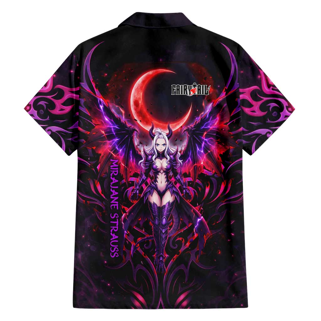 Mirajane Strauss Demon Form Fairy Tail Family Matching Puletasi and Hawaiian Shirt Crimson Moon Demon Aesthetic with Gothic Purple Tribal Design