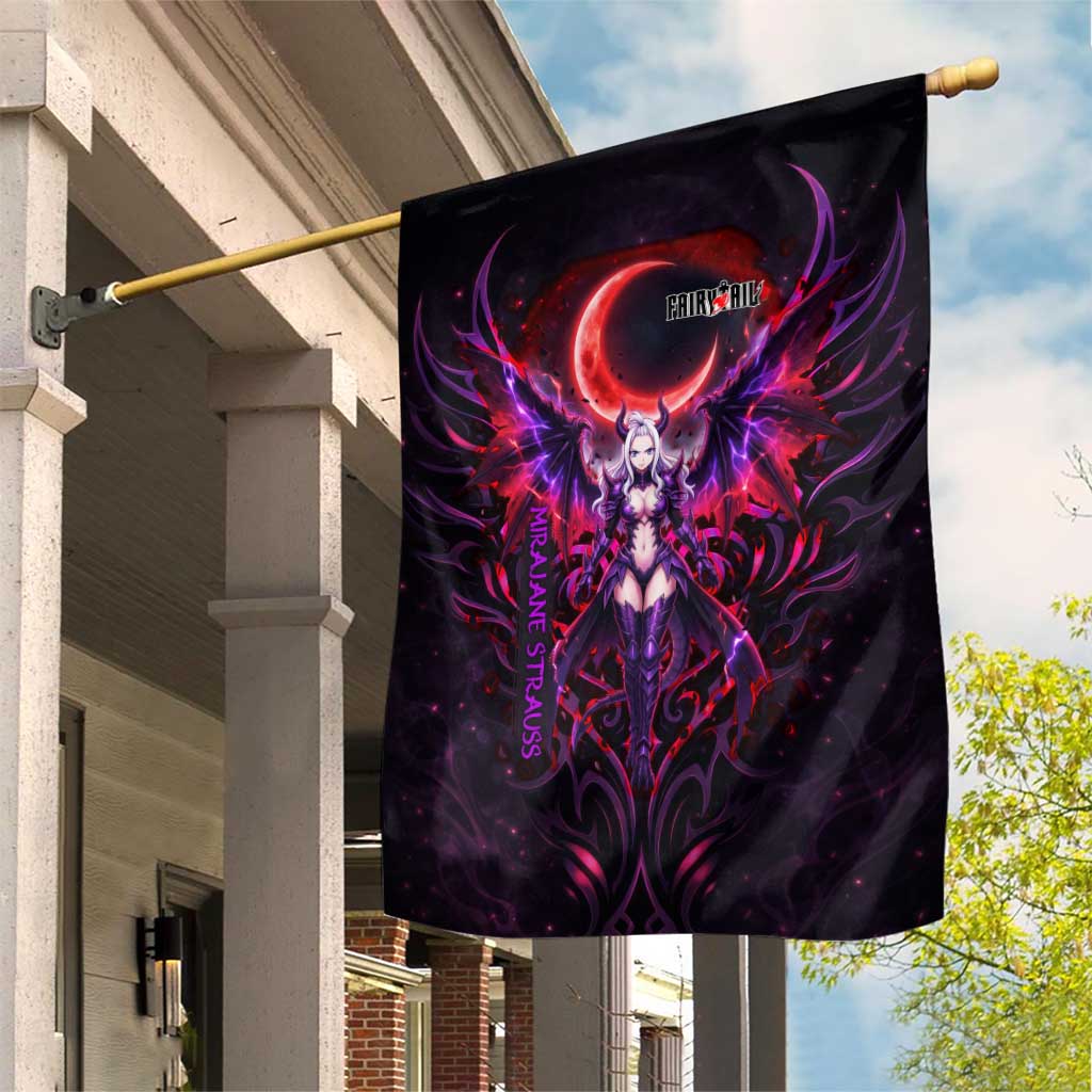 Mirajane Strauss Demon Form Fairy Tail Garden Flag Crimson Moon Demon Aesthetic with Gothic Purple Tribal Design