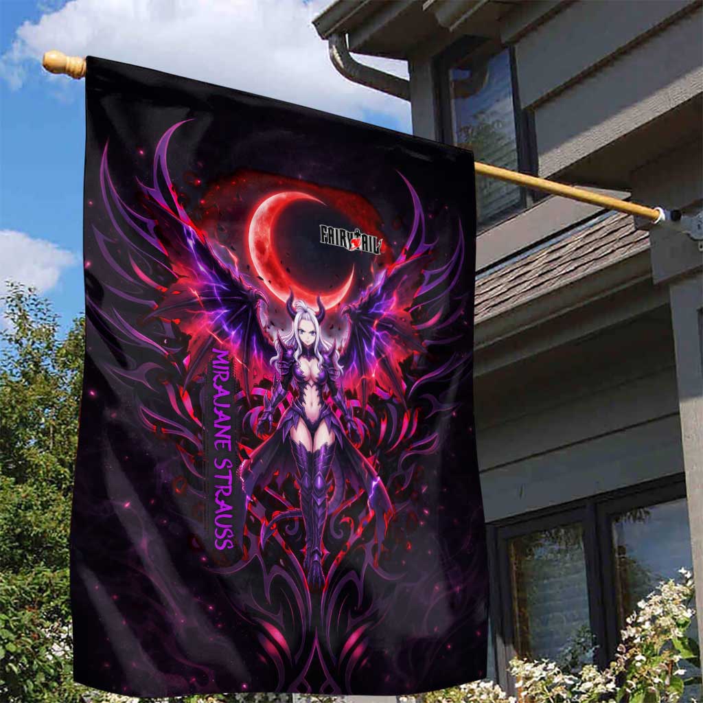 Mirajane Strauss Demon Form Fairy Tail Garden Flag Crimson Moon Demon Aesthetic with Gothic Purple Tribal Design