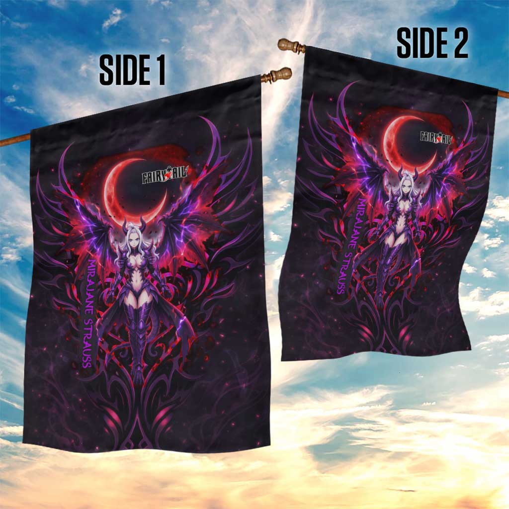 Mirajane Strauss Demon Form Fairy Tail Garden Flag Crimson Moon Demon Aesthetic with Gothic Purple Tribal Design