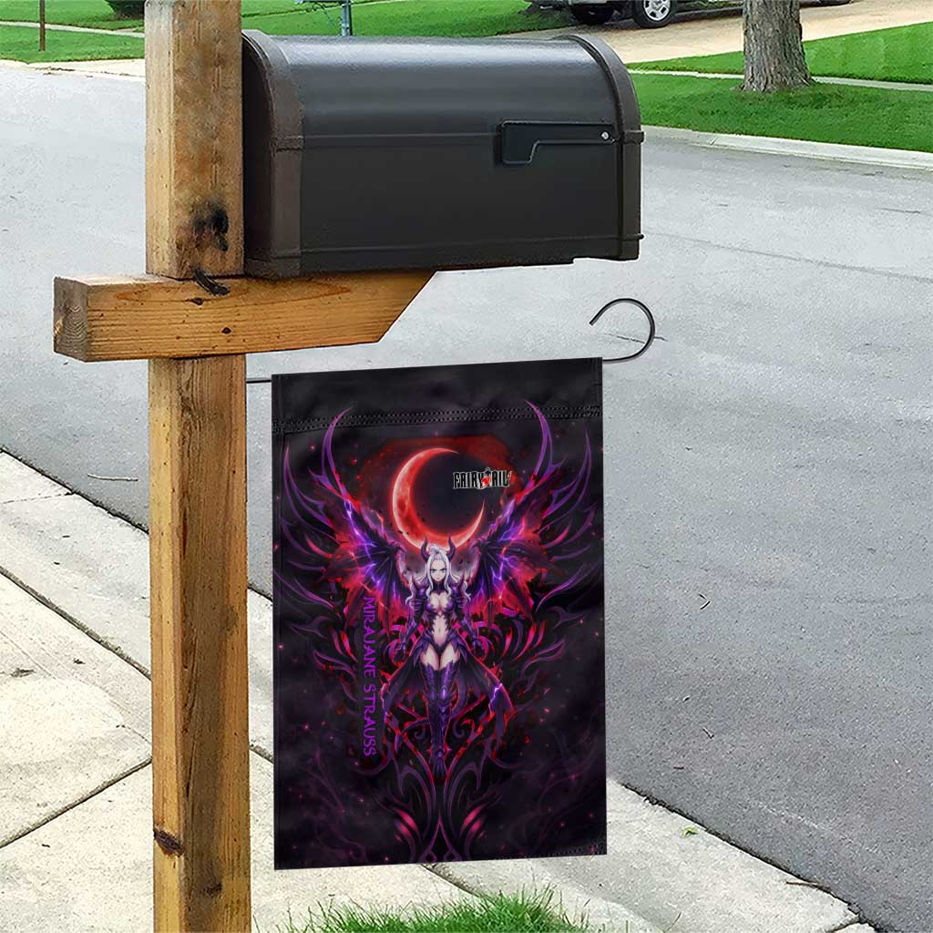 Mirajane Strauss Demon Form Fairy Tail Garden Flag Crimson Moon Demon Aesthetic with Gothic Purple Tribal Design