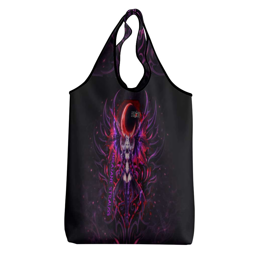 Mirajane Strauss Demon Form Fairy Tail Grocery Bag Crimson Moon Demon Aesthetic with Gothic Purple Tribal Design