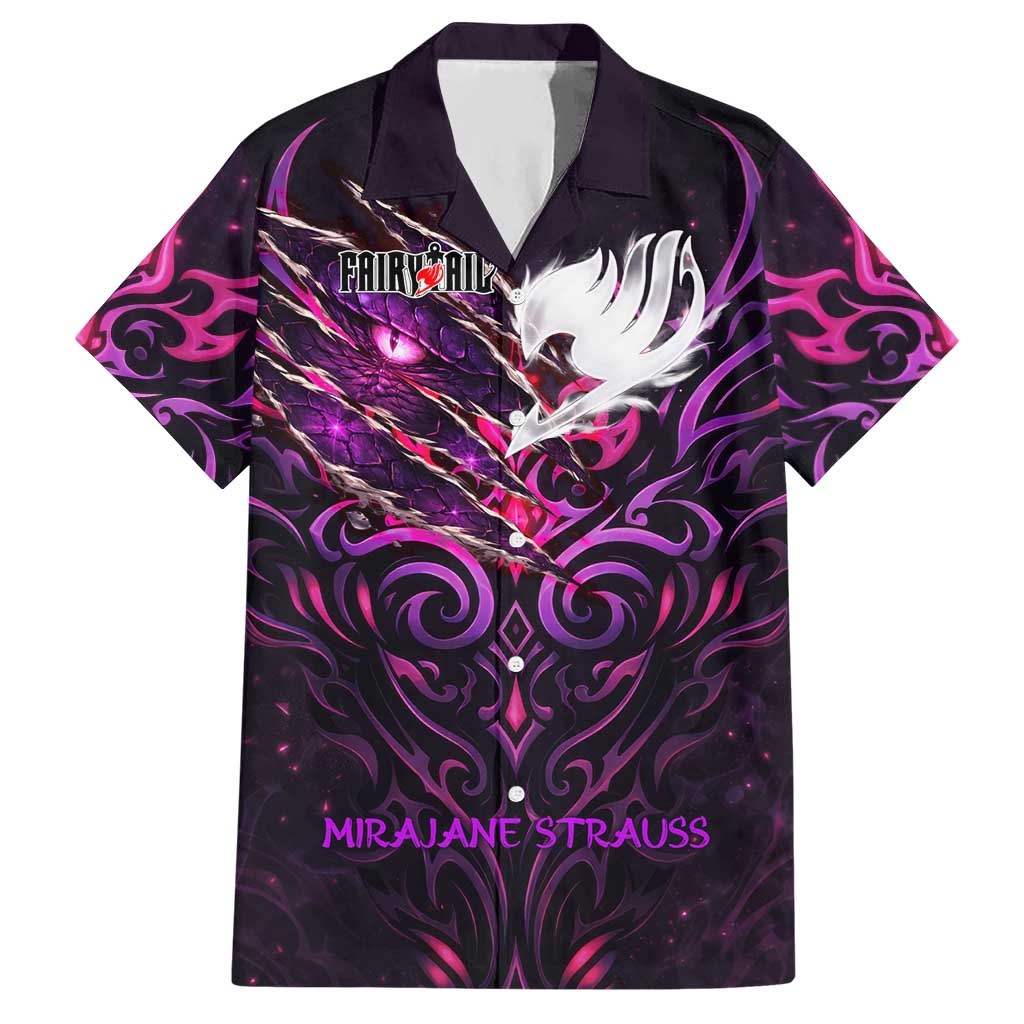 Mirajane Strauss Demon Form Fairy Tail Hawaiian Shirt Crimson Moon Demon Aesthetic with Gothic Purple Tribal Design