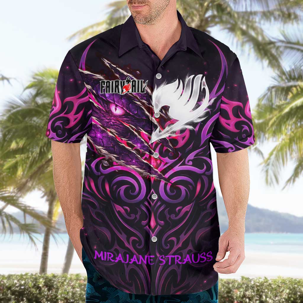 Mirajane Strauss Demon Form Fairy Tail Hawaiian Shirt Crimson Moon Demon Aesthetic with Gothic Purple Tribal Design