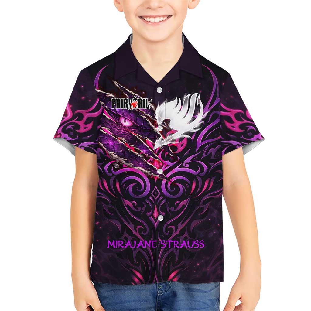 Mirajane Strauss Demon Form Fairy Tail Hawaiian Shirt Crimson Moon Demon Aesthetic with Gothic Purple Tribal Design