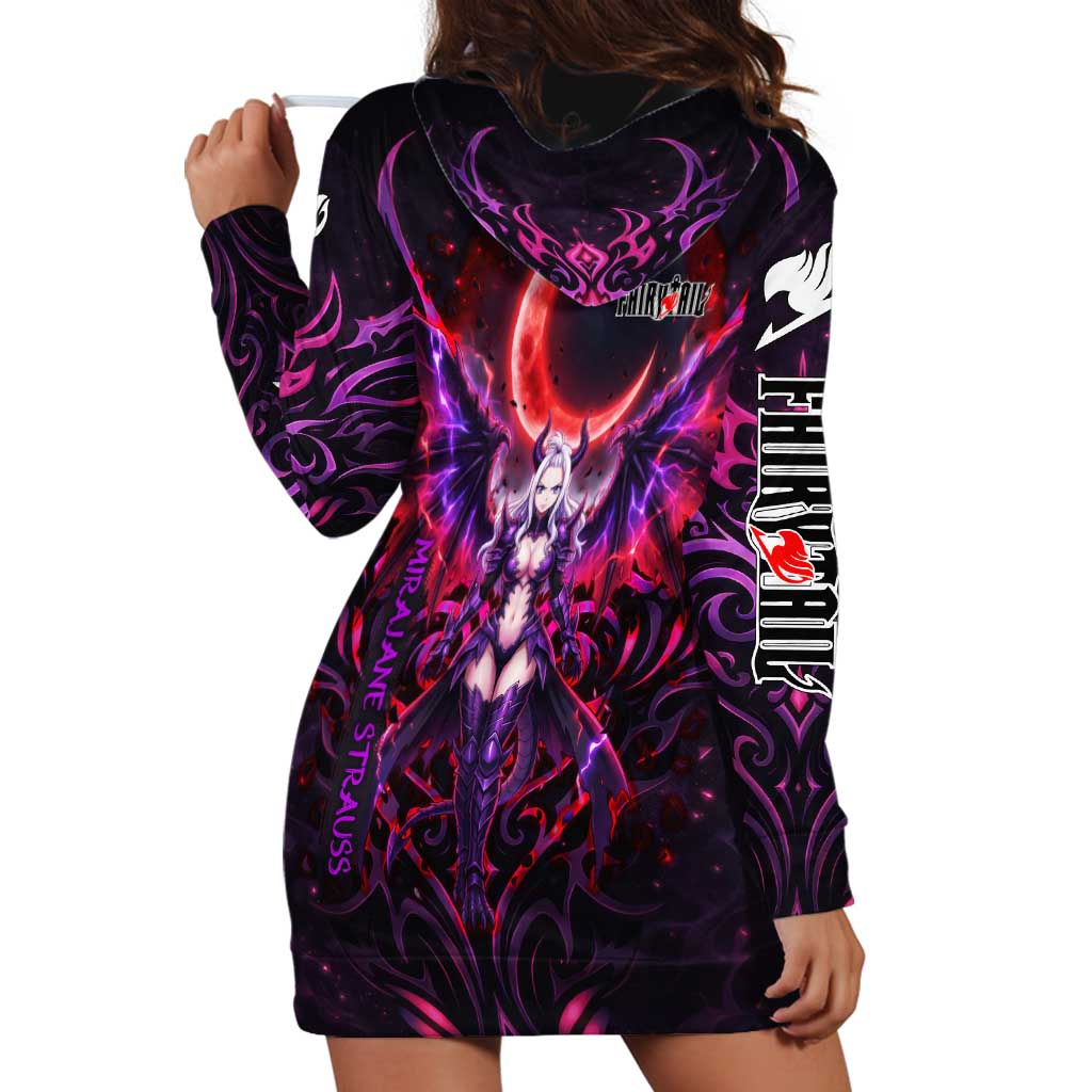 Mirajane Strauss Demon Form Fairy Tail Hoodie Dress Crimson Moon Demon Aesthetic with Gothic Purple Tribal Design