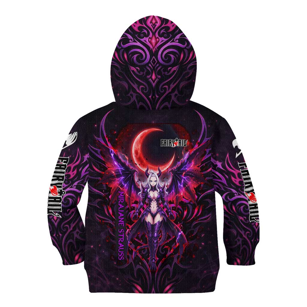 Mirajane Strauss Demon Form Fairy Tail Kid Hoodie Crimson Moon Demon Aesthetic with Gothic Purple Tribal Design