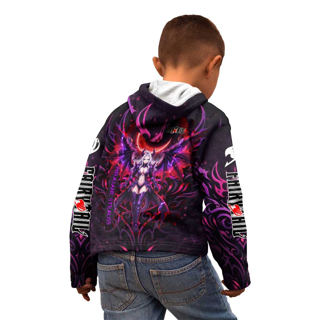 Mirajane Strauss Demon Form Fairy Tail Kid Hoodie Crimson Moon Demon Aesthetic with Gothic Purple Tribal Design