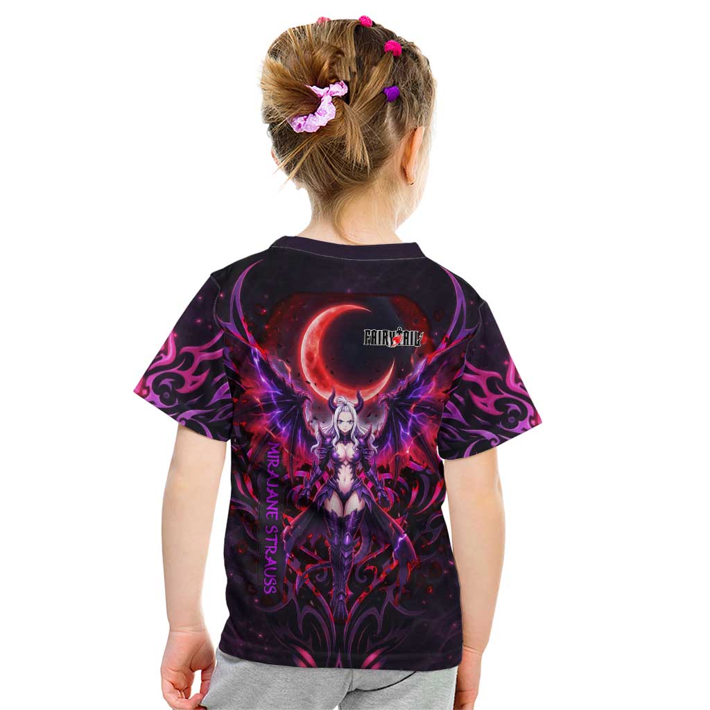 Mirajane Strauss Demon Form Fairy Tail Kid T Shirt Crimson Moon Demon Aesthetic with Gothic Purple Tribal Design