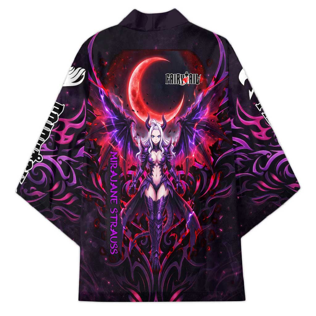 Mirajane Strauss Demon Form Fairy Tail Kimono Crimson Moon Demon Aesthetic with Gothic Purple Tribal Design