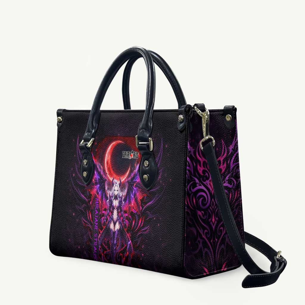 Mirajane Strauss Demon Form Fairy Tail Leather Bag Crimson Moon Demon Aesthetic with Gothic Purple Tribal Design