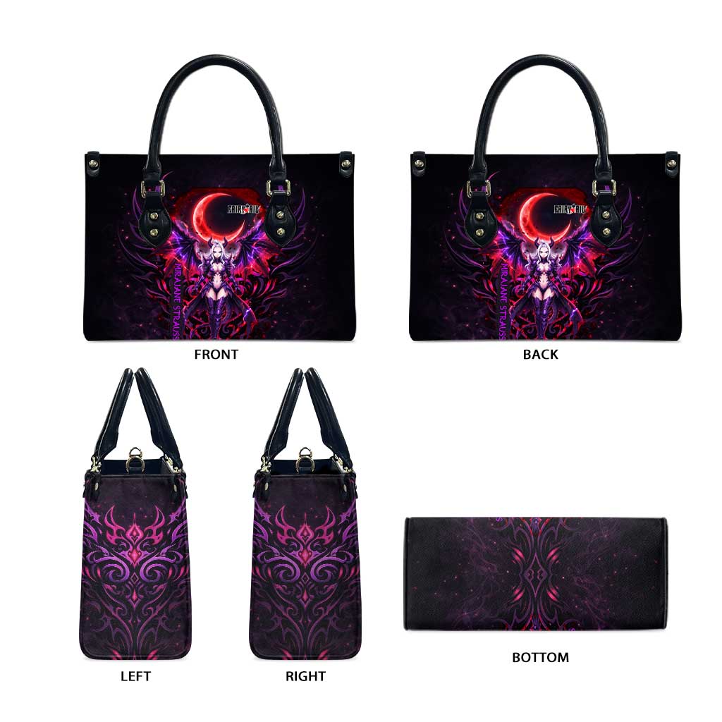 Mirajane Strauss Demon Form Fairy Tail Leather Bag Crimson Moon Demon Aesthetic with Gothic Purple Tribal Design