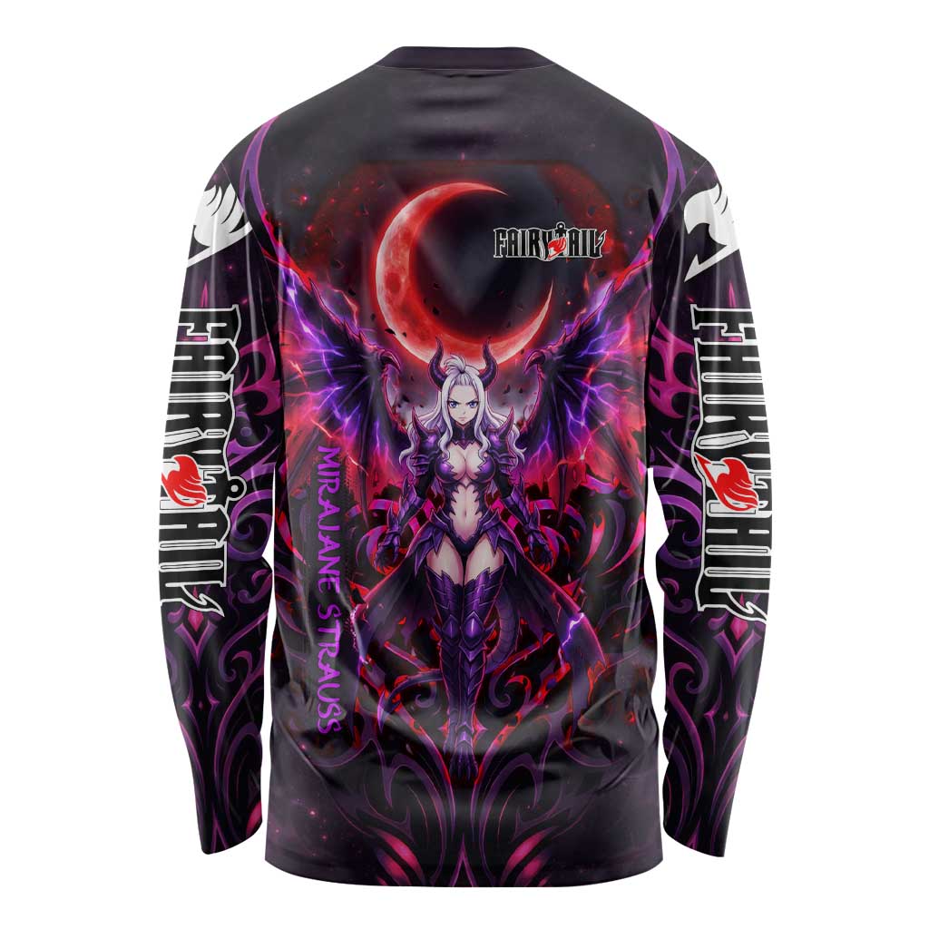 Mirajane Strauss Demon Form Fairy Tail Long Sleeve Shirt Crimson Moon Demon Aesthetic with Gothic Purple Tribal Design