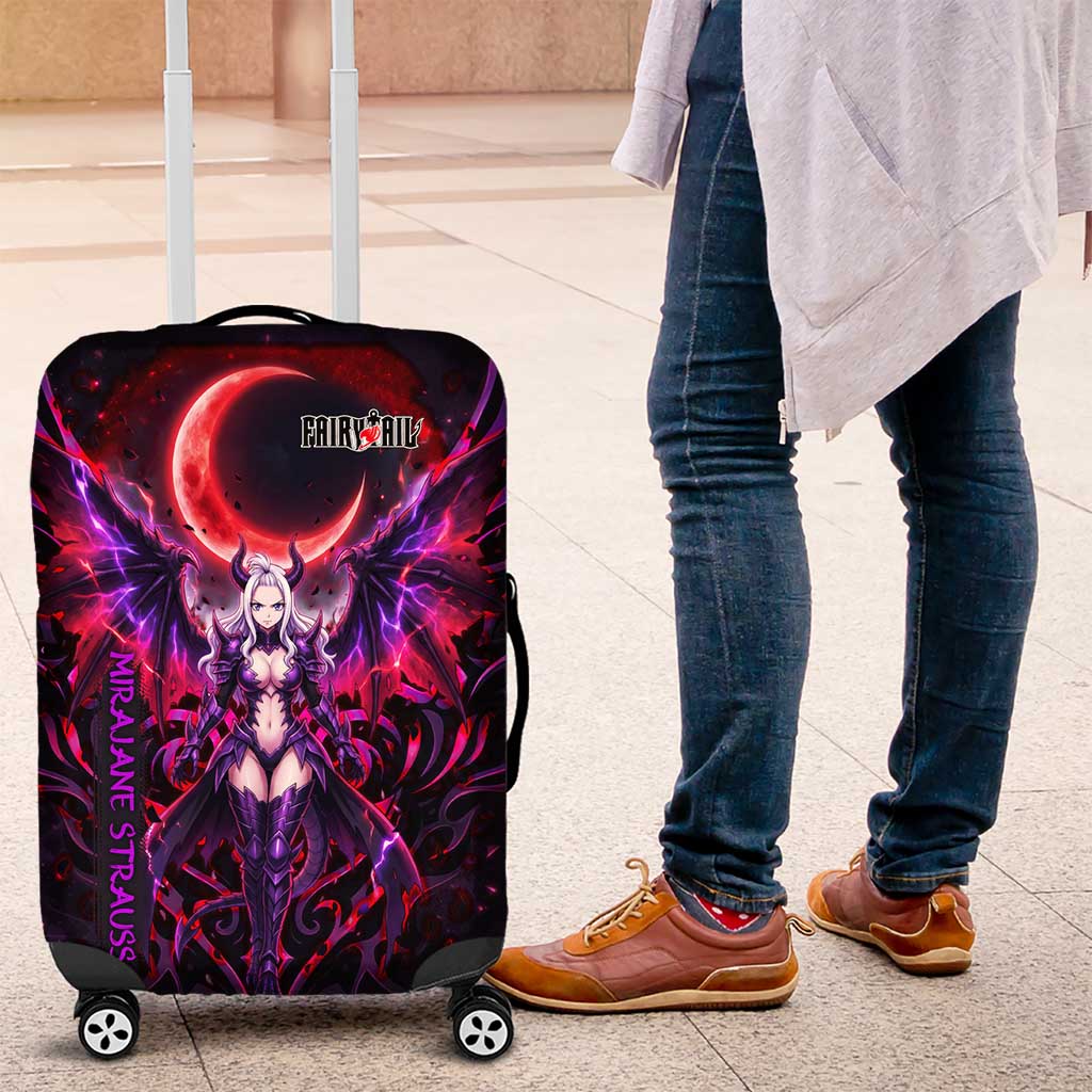 Mirajane Strauss Demon Form Fairy Tail Luggage Cover Crimson Moon Demon Aesthetic with Gothic Purple Tribal Design