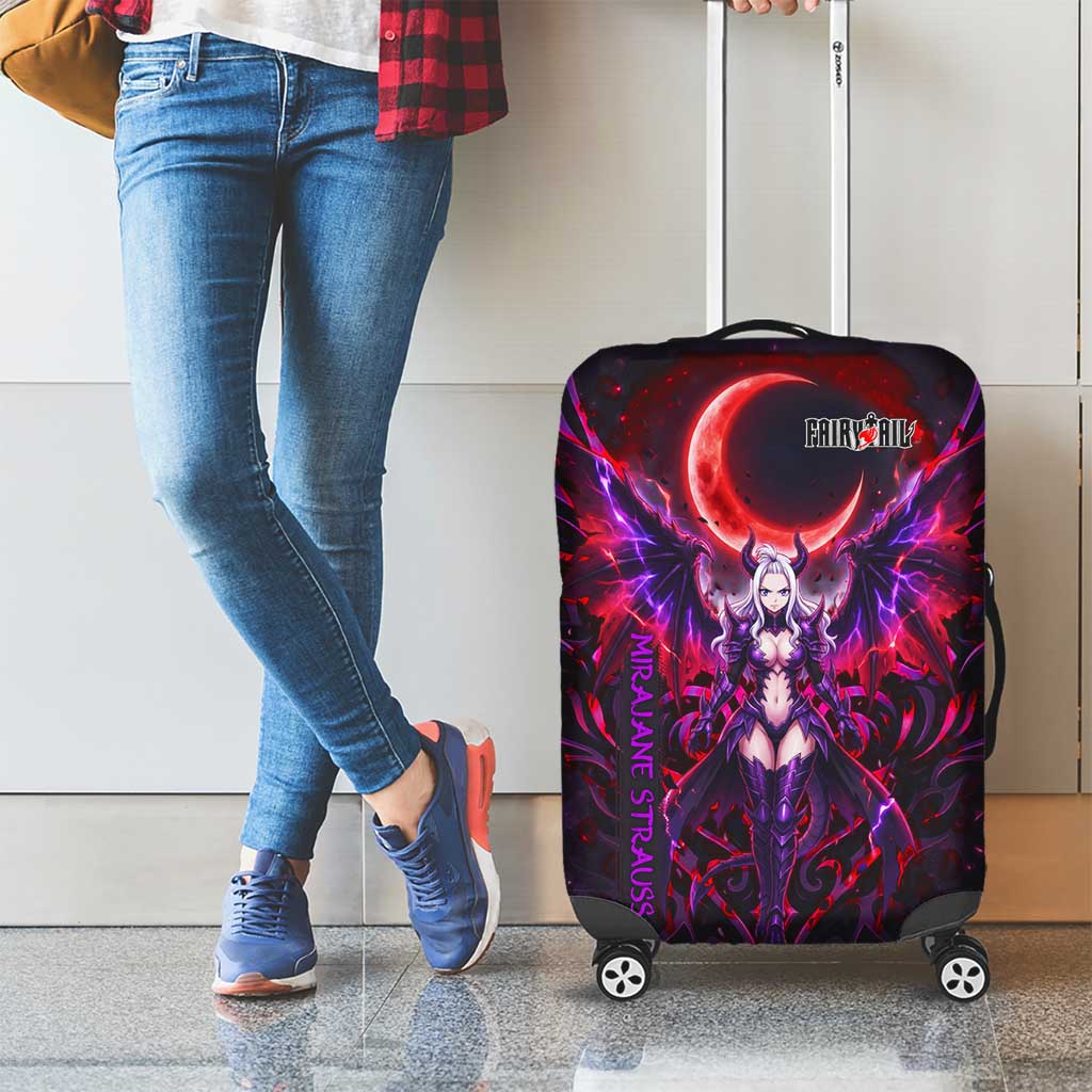 Mirajane Strauss Demon Form Fairy Tail Luggage Cover Crimson Moon Demon Aesthetic with Gothic Purple Tribal Design