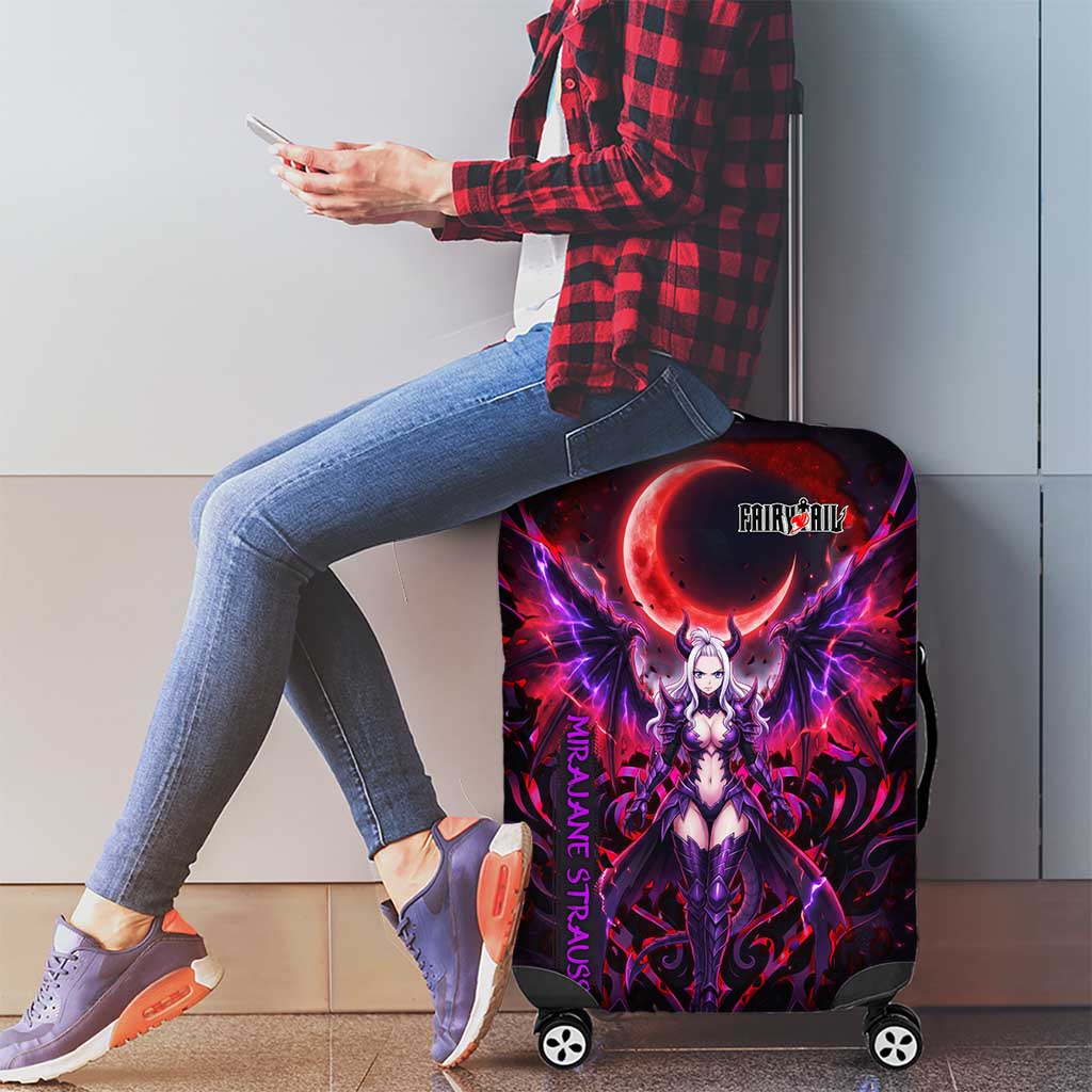 Mirajane Strauss Demon Form Fairy Tail Luggage Cover Crimson Moon Demon Aesthetic with Gothic Purple Tribal Design
