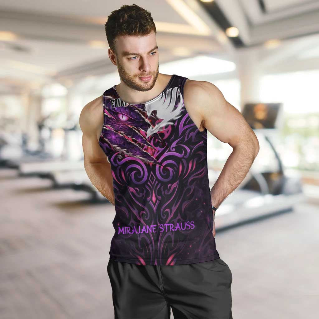 Mirajane Strauss Demon Form Fairy Tail Men Tank Top Crimson Moon Demon Aesthetic with Gothic Purple Tribal Design