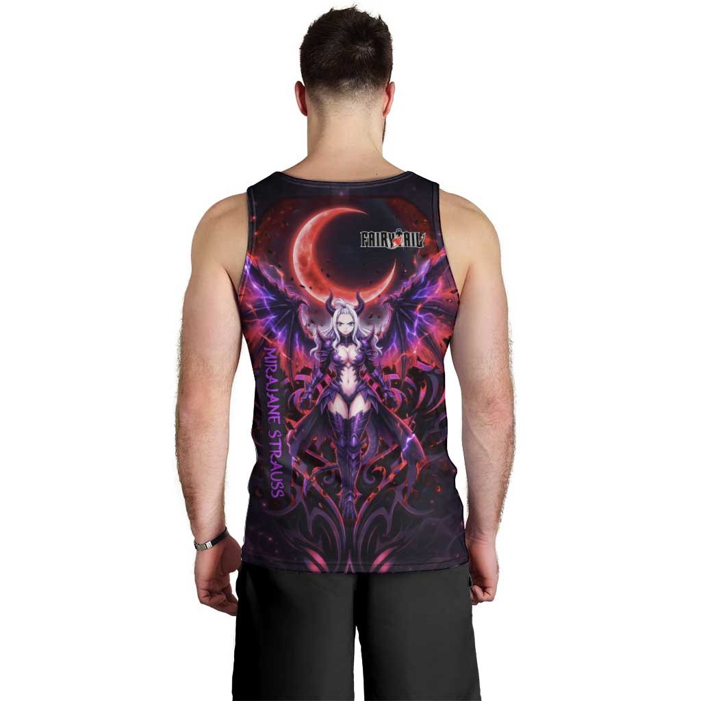 Mirajane Strauss Demon Form Fairy Tail Men Tank Top Crimson Moon Demon Aesthetic with Gothic Purple Tribal Design