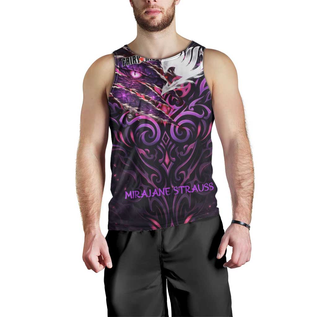 Mirajane Strauss Demon Form Fairy Tail Men Tank Top Crimson Moon Demon Aesthetic with Gothic Purple Tribal Design