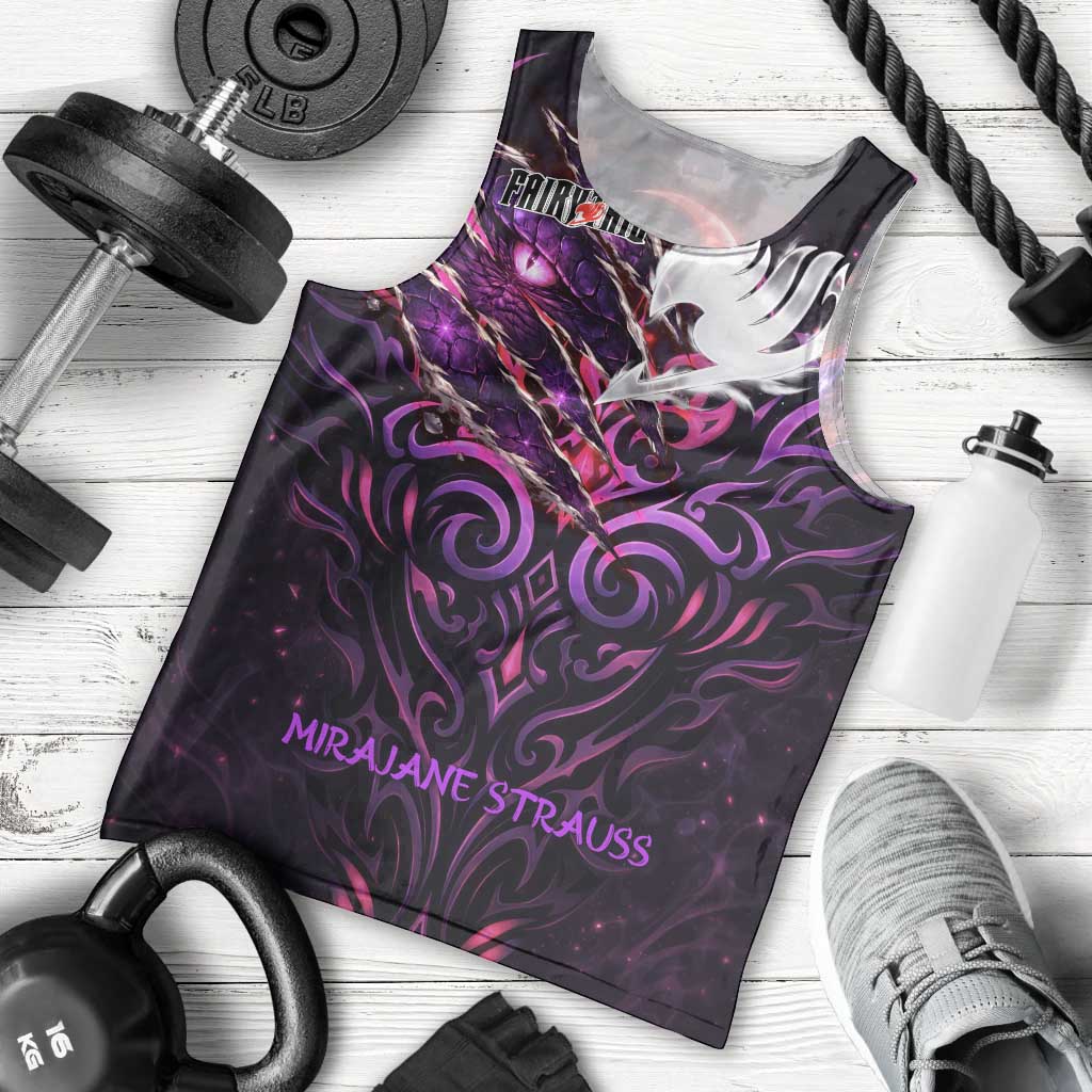 Mirajane Strauss Demon Form Fairy Tail Men Tank Top Crimson Moon Demon Aesthetic with Gothic Purple Tribal Design