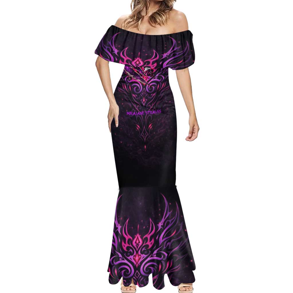 Mirajane Strauss Demon Form Fairy Tail Mermaid Dress Crimson Moon Demon Aesthetic with Gothic Purple Tribal Design