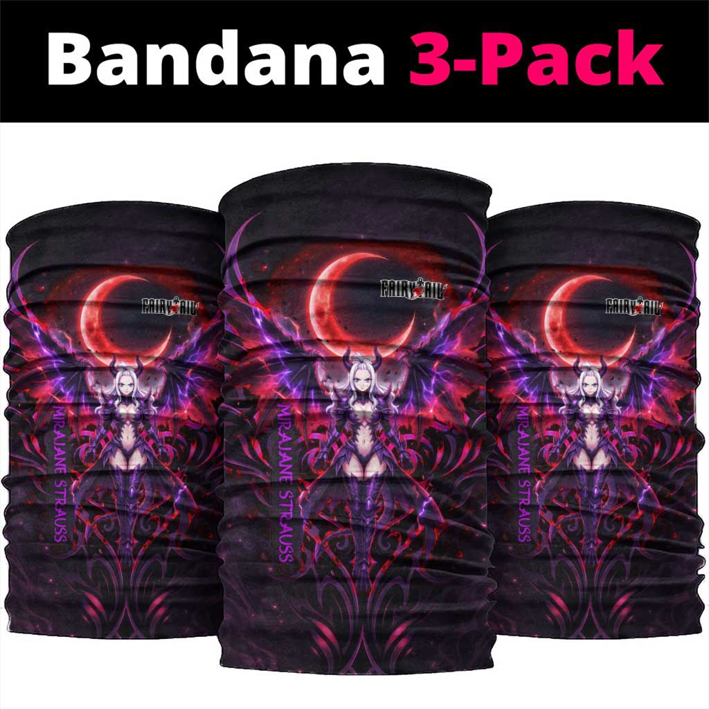Mirajane Strauss Demon Form Fairy Tail Neck Gaiter Crimson Moon Demon Aesthetic with Gothic Purple Tribal Design