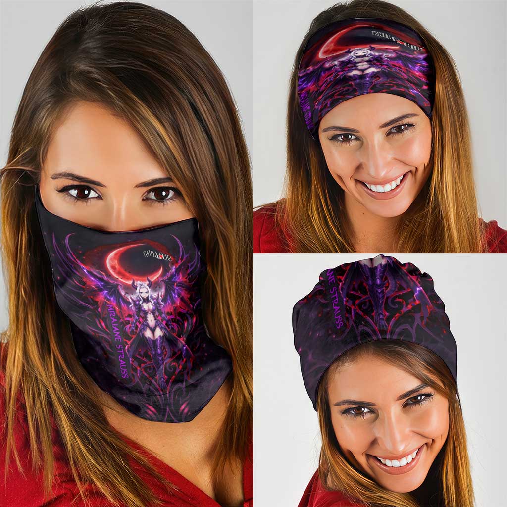 Mirajane Strauss Demon Form Fairy Tail Neck Gaiter Crimson Moon Demon Aesthetic with Gothic Purple Tribal Design