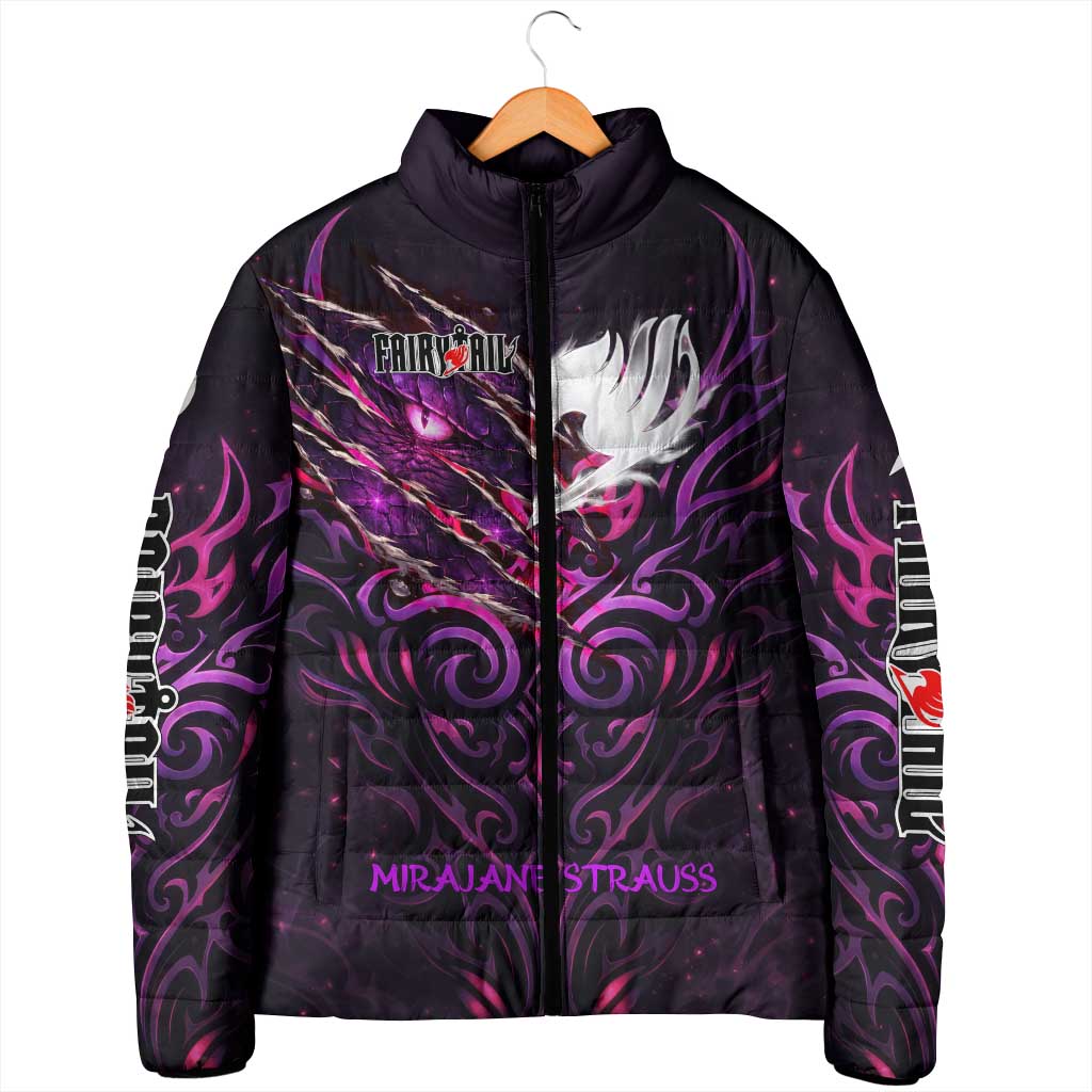 Mirajane Strauss Demon Form Fairy Tail Padded Jacket Crimson Moon Demon Aesthetic with Gothic Purple Tribal Design