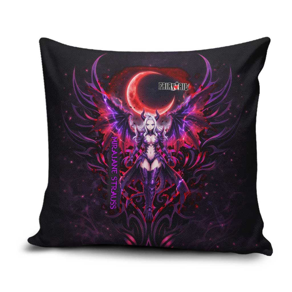 Mirajane Strauss Demon Form Fairy Tail Pillow Cover Crimson Moon Demon Aesthetic with Gothic Purple Tribal Design