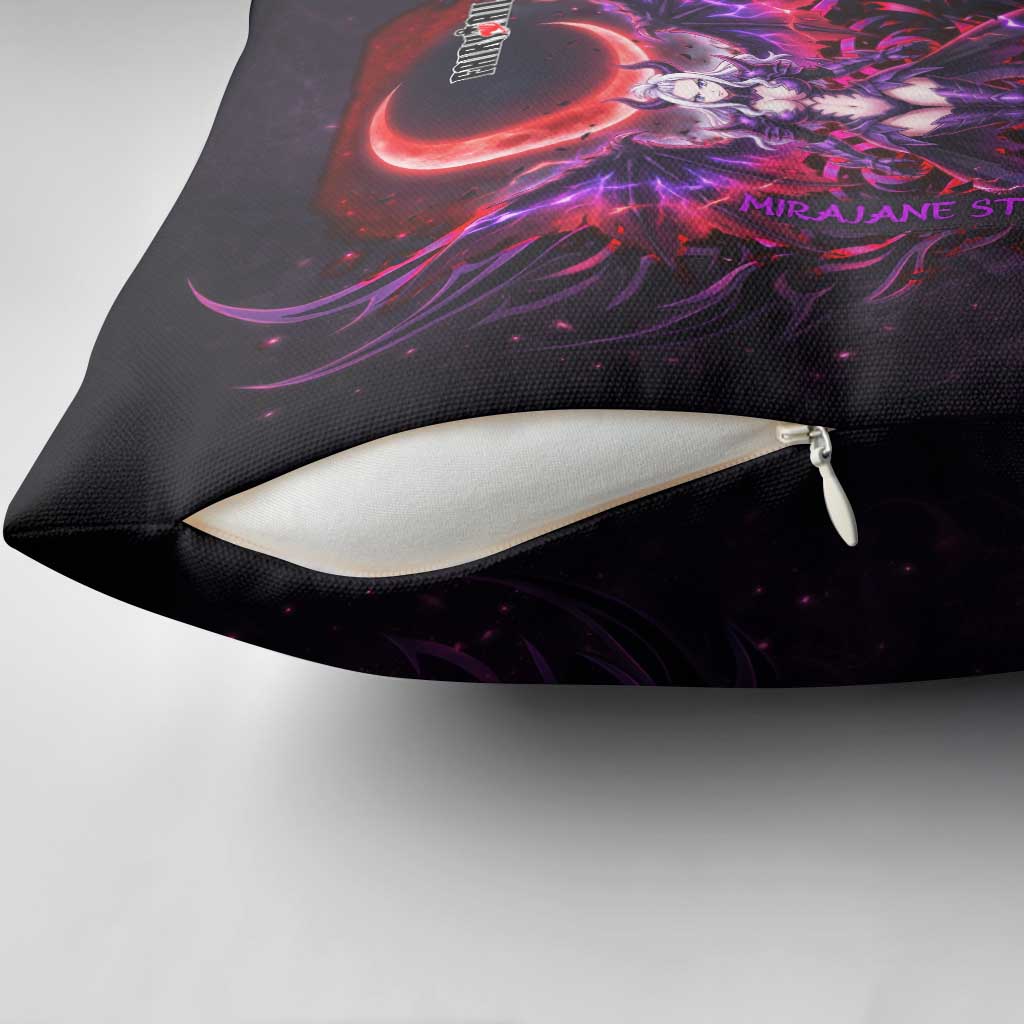 Mirajane Strauss Demon Form Fairy Tail Pillow Cover Crimson Moon Demon Aesthetic with Gothic Purple Tribal Design