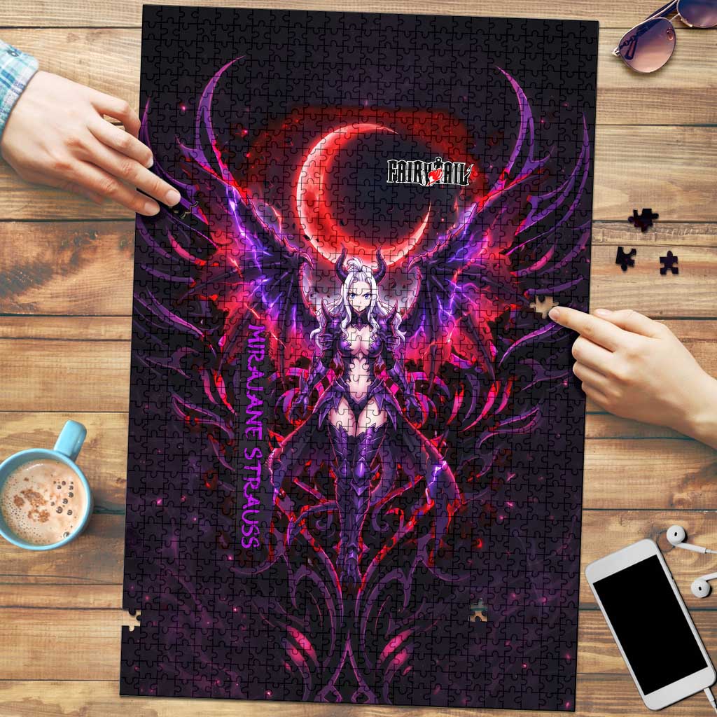 Mirajane Strauss Demon Form Fairy Tail Puzzle Crimson Moon Demon Aesthetic with Gothic Purple Tribal Design
