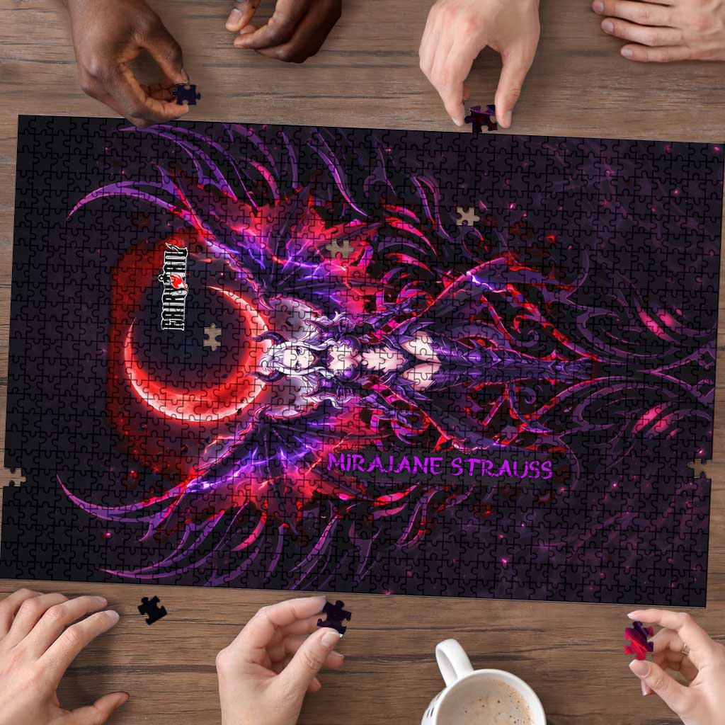 Mirajane Strauss Demon Form Fairy Tail Puzzle Crimson Moon Demon Aesthetic with Gothic Purple Tribal Design