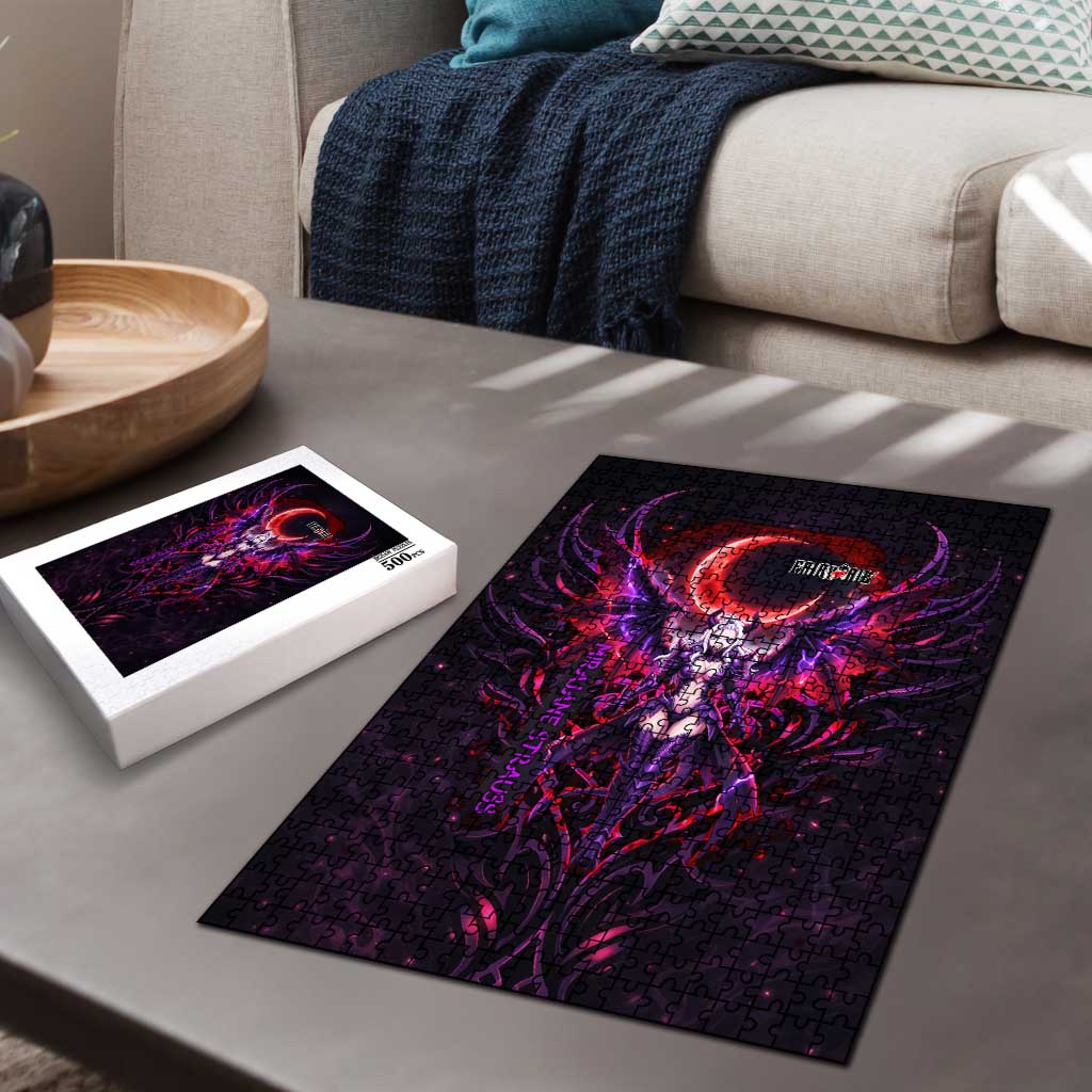 Mirajane Strauss Demon Form Fairy Tail Puzzle Crimson Moon Demon Aesthetic with Gothic Purple Tribal Design