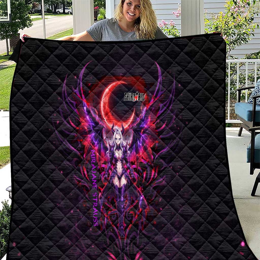 Mirajane Strauss Demon Form Fairy Tail Quilt Crimson Moon Demon Aesthetic with Gothic Purple Tribal Design