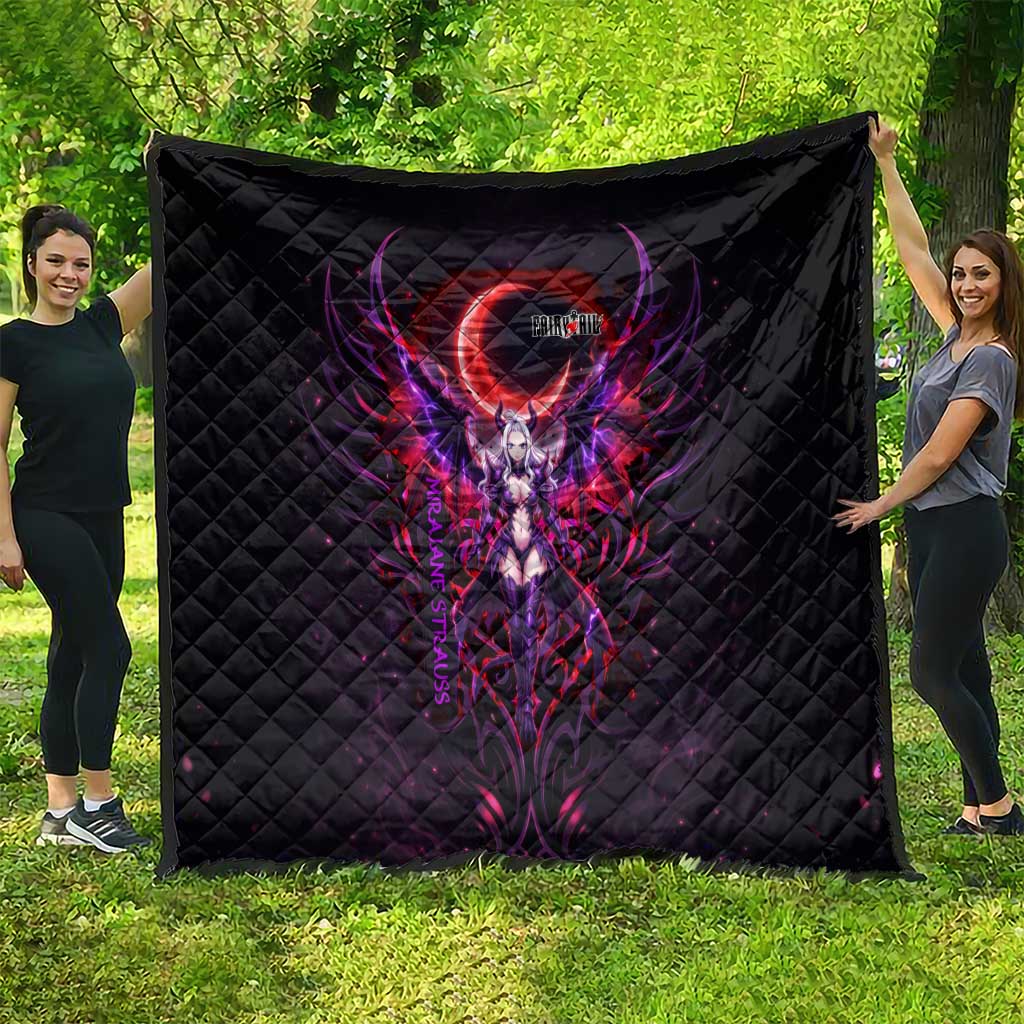Mirajane Strauss Demon Form Fairy Tail Quilt Crimson Moon Demon Aesthetic with Gothic Purple Tribal Design