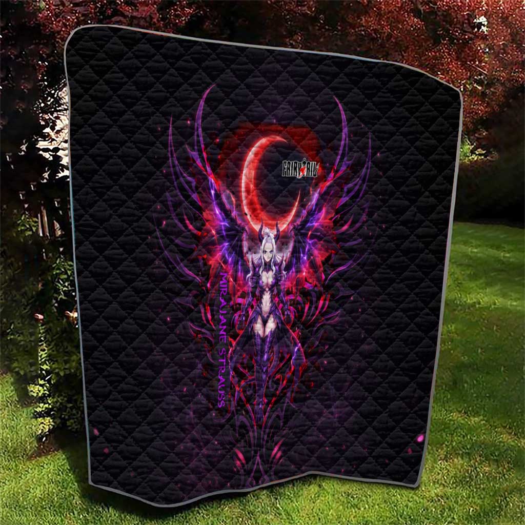 Mirajane Strauss Demon Form Fairy Tail Quilt Crimson Moon Demon Aesthetic with Gothic Purple Tribal Design